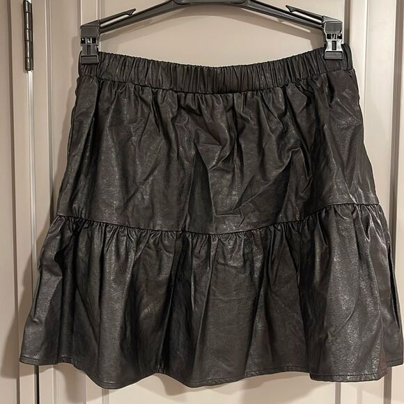 Black Flare Leather Skirt (NWT) - Picture 1 of 3
